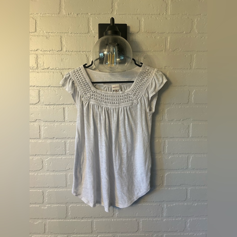 Merona White Crochet Accent Top